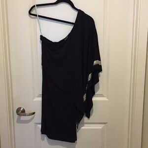 NWT black and silver sequin one shoulder dress.